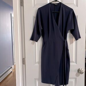 Topshop navy wrap dress with pockets